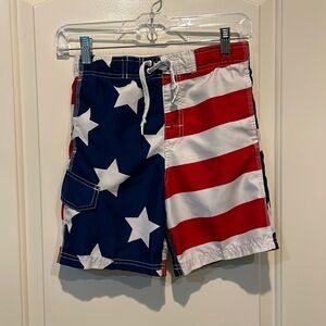 Kanu Boys Swim Board Shorts American Flag Patriotic